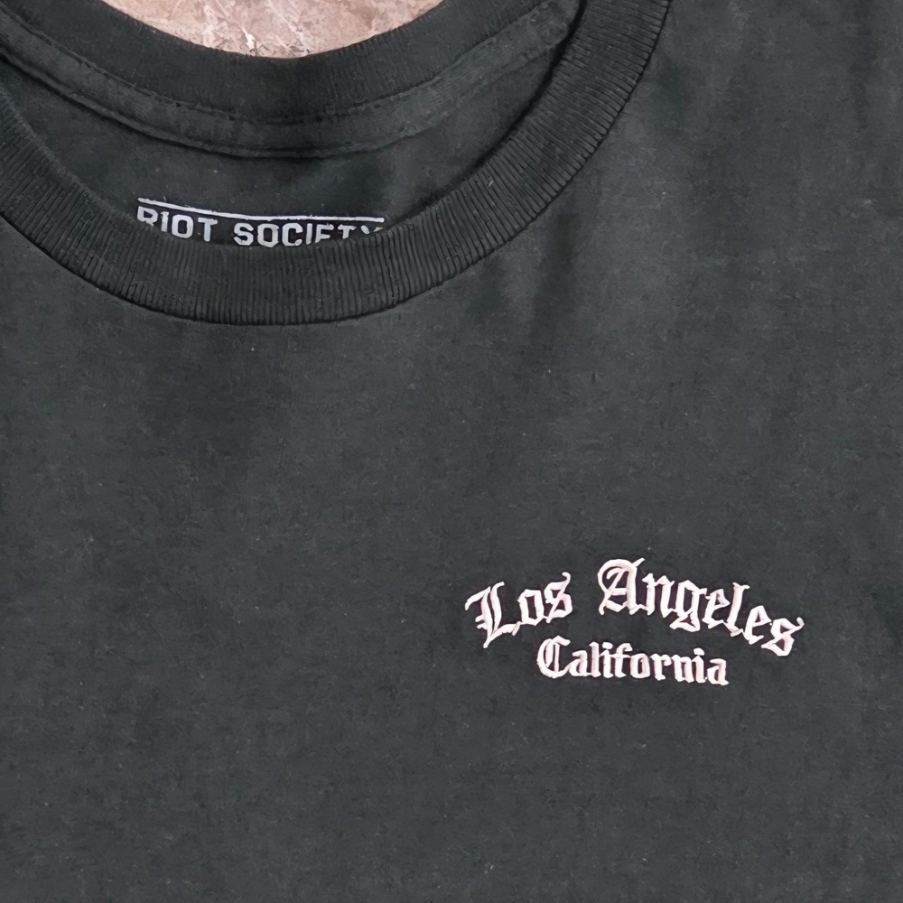 Riot Society Mens XXL Los Angeles California Embroidered T-Shirt Forest Green